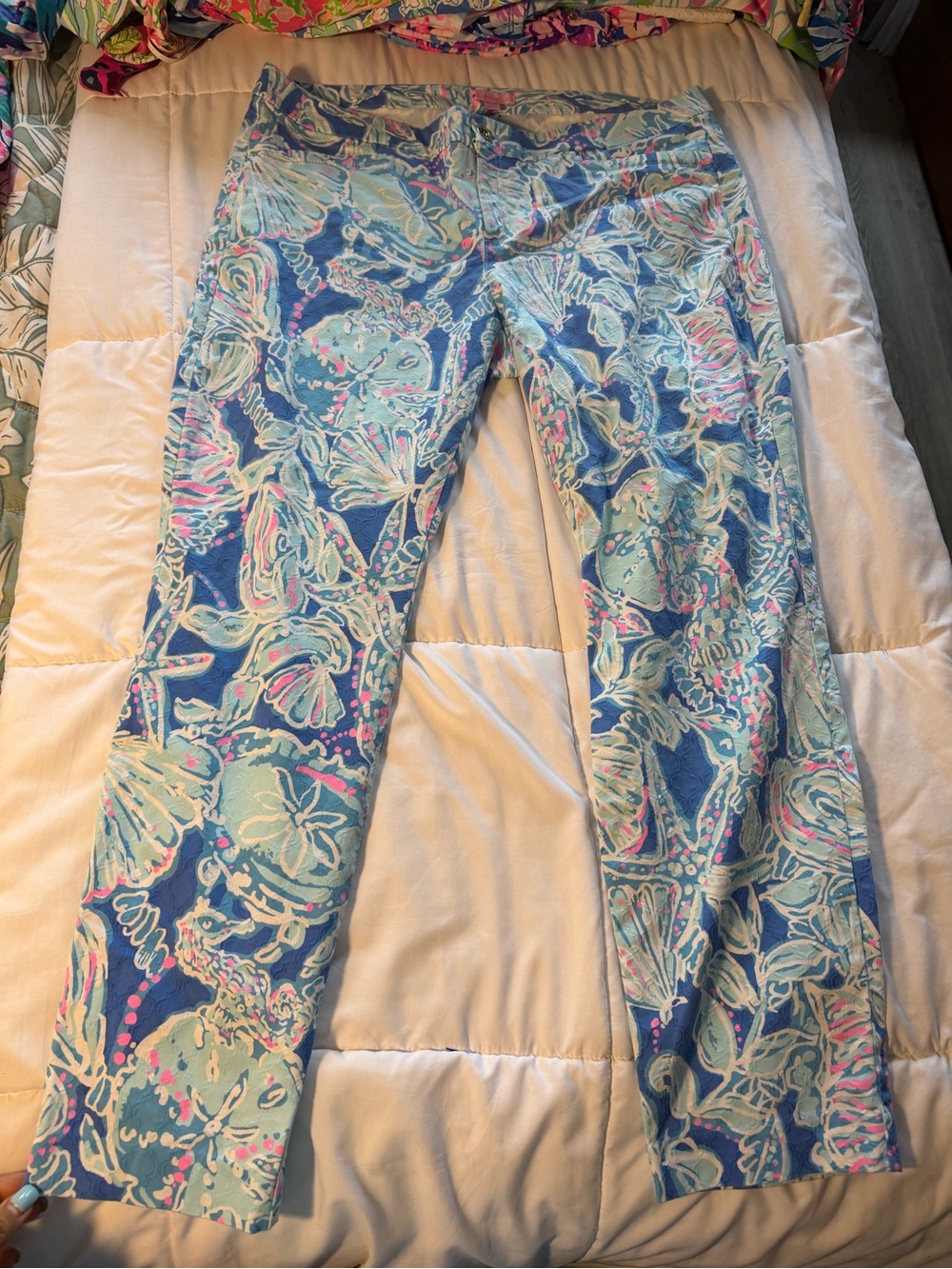 Lilly Pulitzer Blue Floral-Print Straight-Leg Jeans